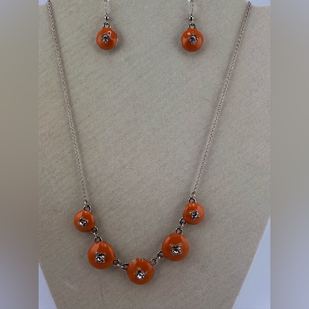 Vintage Kim Roger’s Orange Matching Necklace & Earring Set NEW - Picture 4 of 17